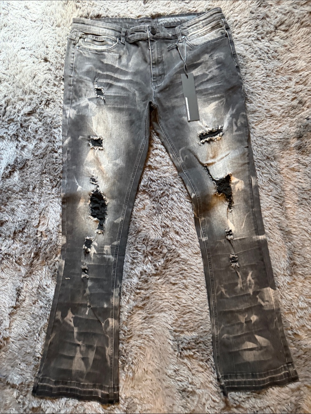 Men's Ripped Black Bootcut Jeans